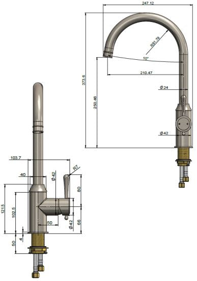 Meir Harrington Kitchen Mixer with Swivel Spout - Brushed Nickel
