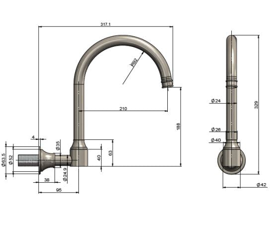 Meir Harrington Wall Mount Swivel Spout - Brushed Nickel