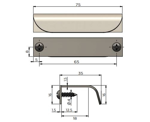 Meir Öppen Edge-Pull Cabinet Handle - Lustre Bronze