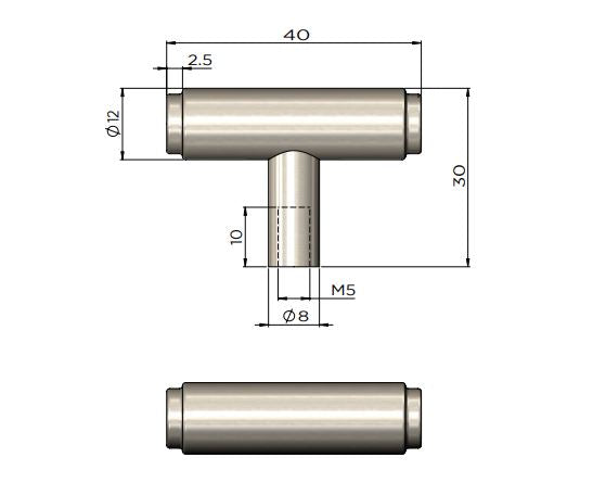 Meir Öppen T-Pull Cabinet Handle (Brushed) - Lustre Bronze