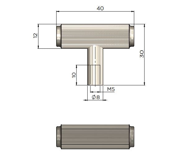 Meir Öppen T-Pull Cabinet Handle (Linear Knurled) - Champagne