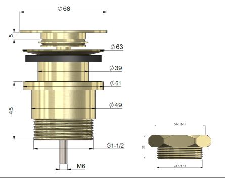 Meir Universal All-In One Pop Up Waste - Champagne