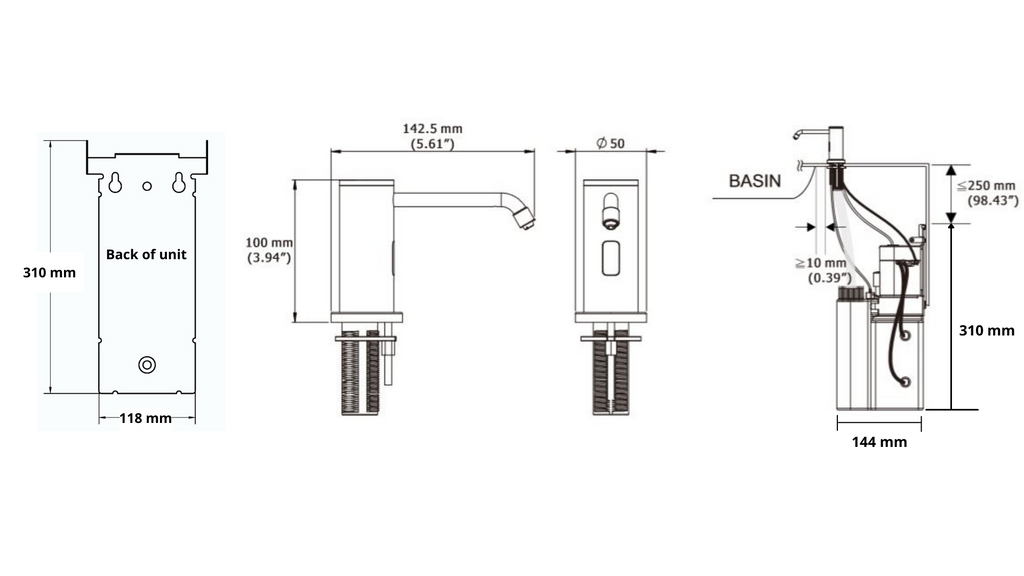 Metlam Bench Mounted Auto Foam Soap Dispenser - Polished Stainless Steel