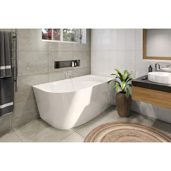 Decina Natalie Back To Corner Freestanding Bath 1500mm - Gloss White