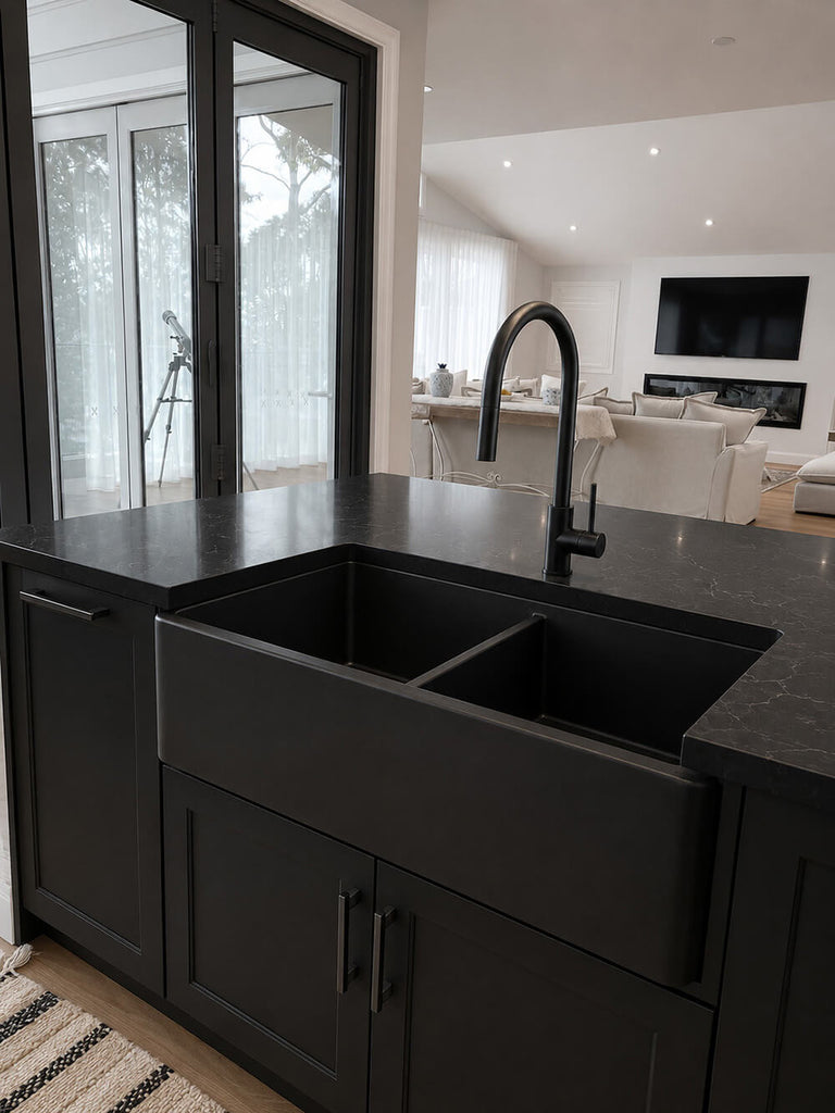 Turner Hastings Novi 84 x 46 Fine Fireclay Farmhouse Butler Sink - Matte Black
