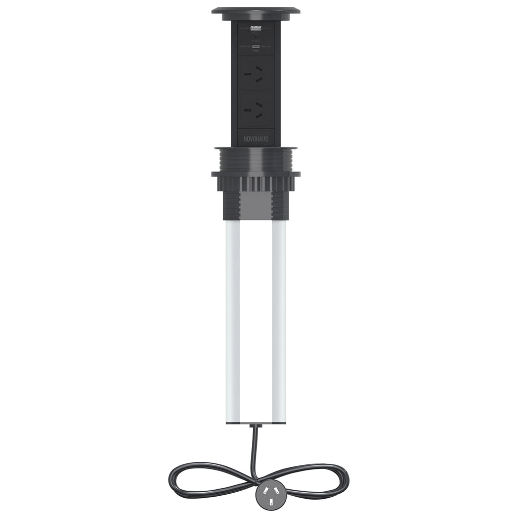 Motorised Pop Up Bench Power Point With USB - Black