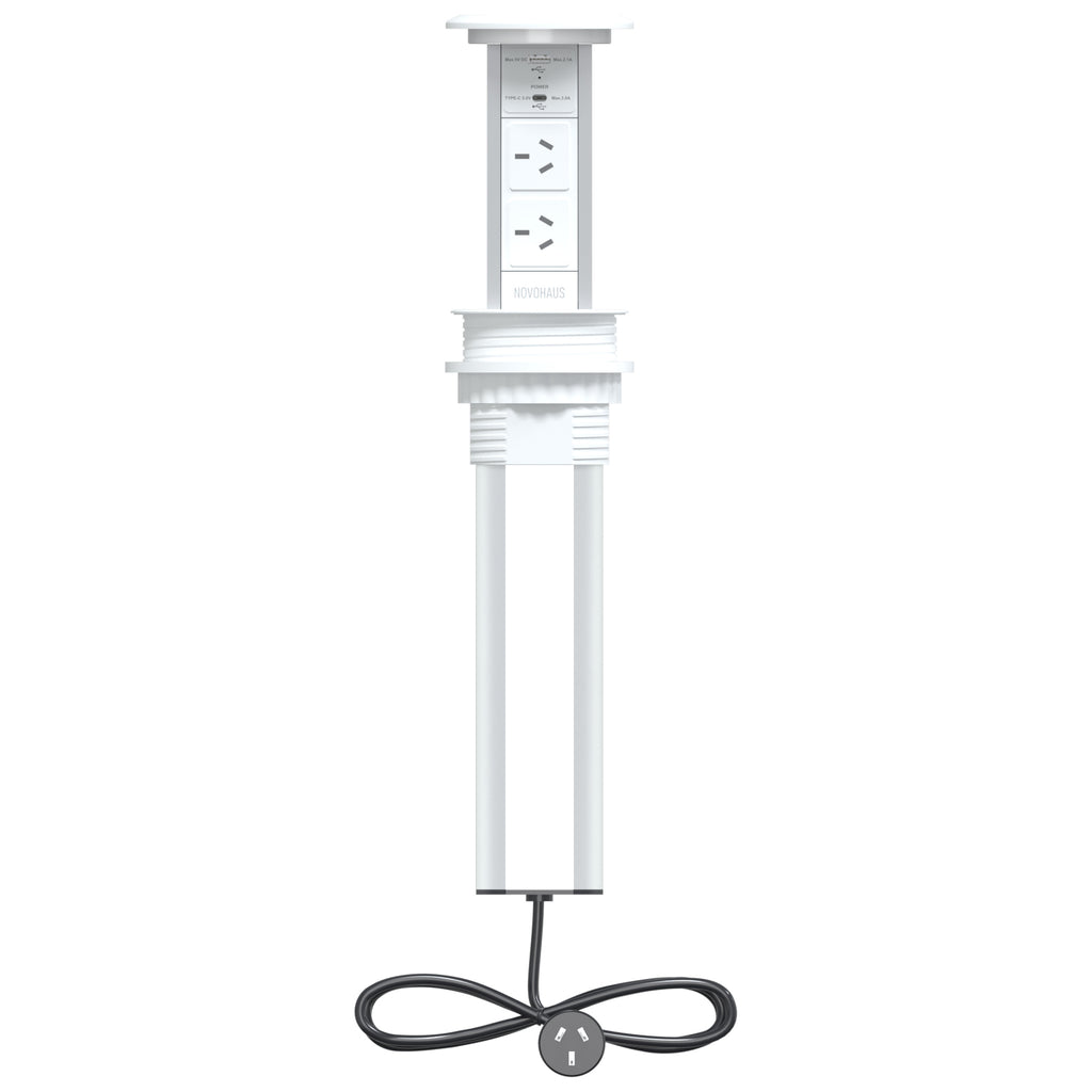 Motorised Pop Up Bench Power Point With USB - White