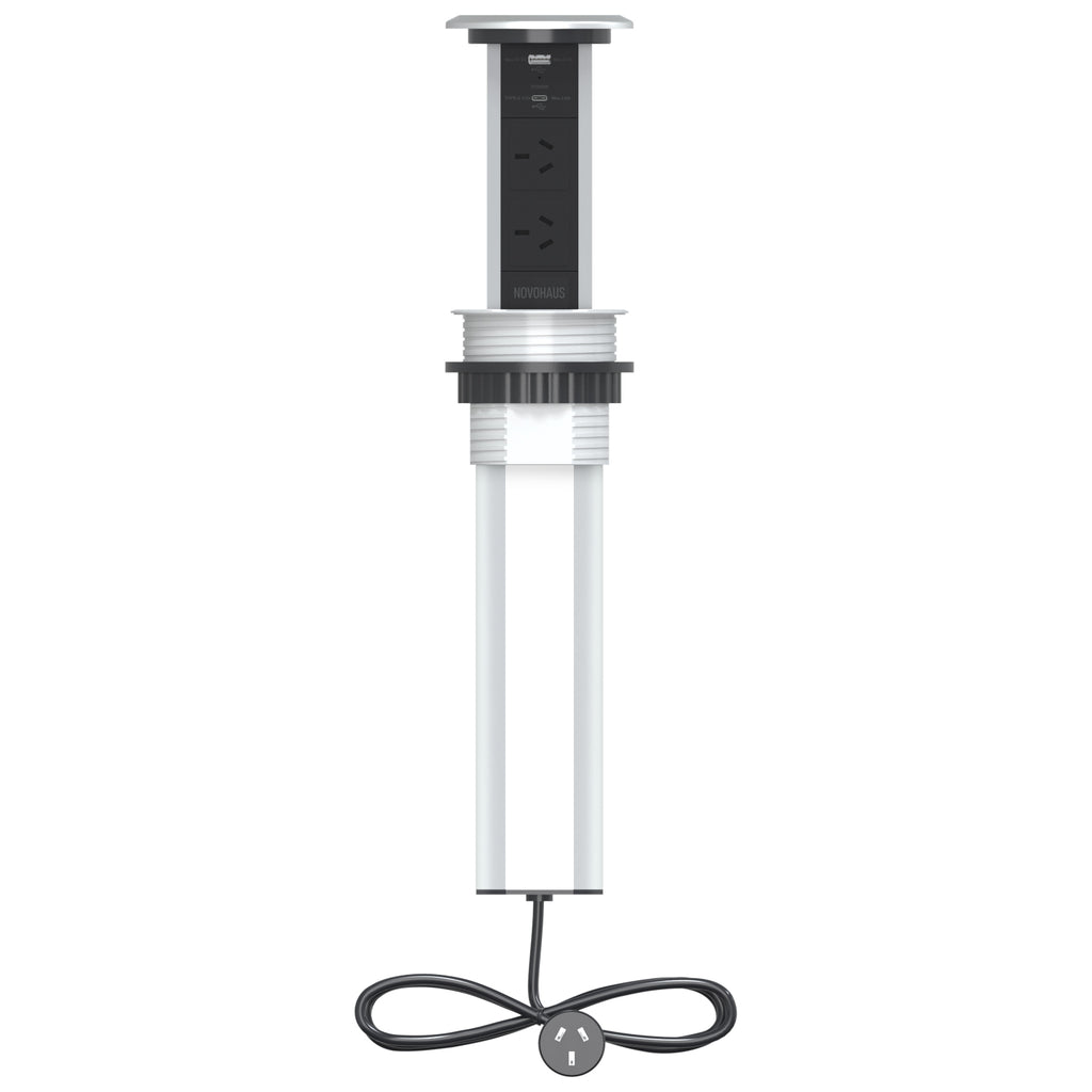 Motorised Pop Up Bench Power Point With USB - Black Silver