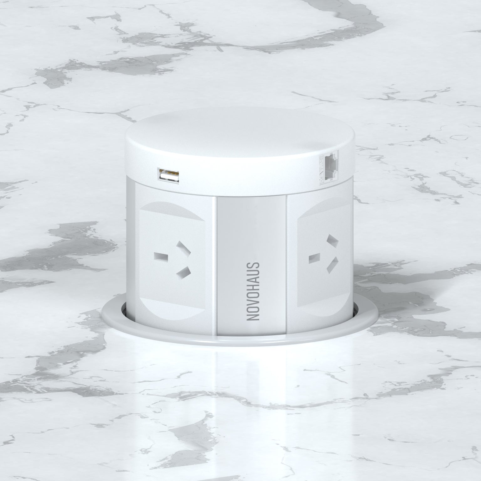 Computer Outlet Popup Quad Sided Pop Up Power Outlet With USB - White – Wellsons