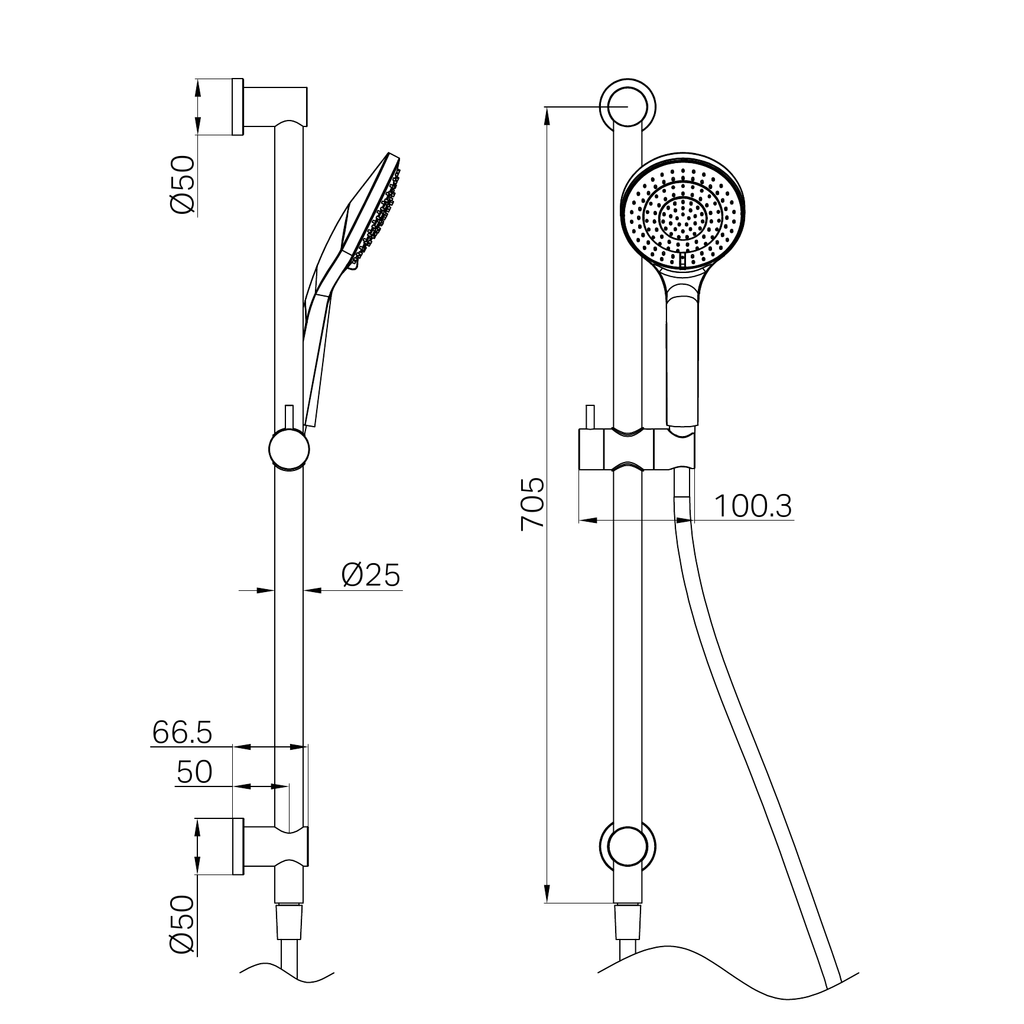 Nero Mecca Rail Shower with Air Shower - Matte White