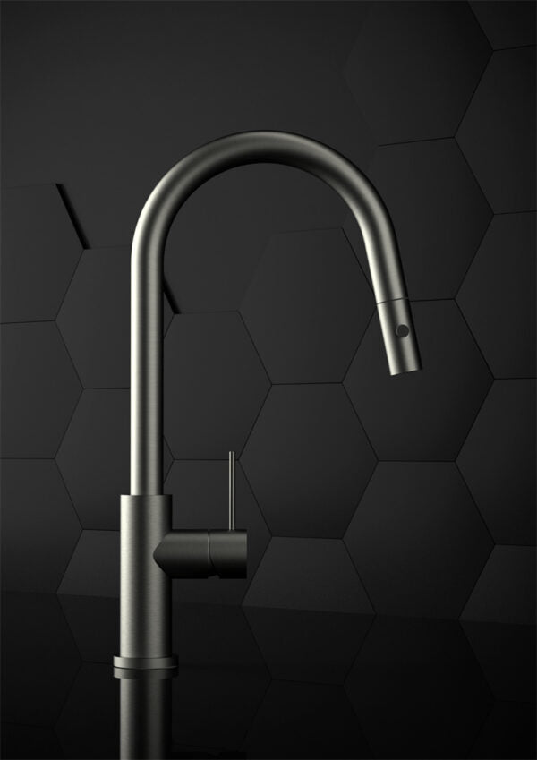 Nero Mecca Pull Out Sink Mixer With Veggie Spray Function - Brushed Nickel