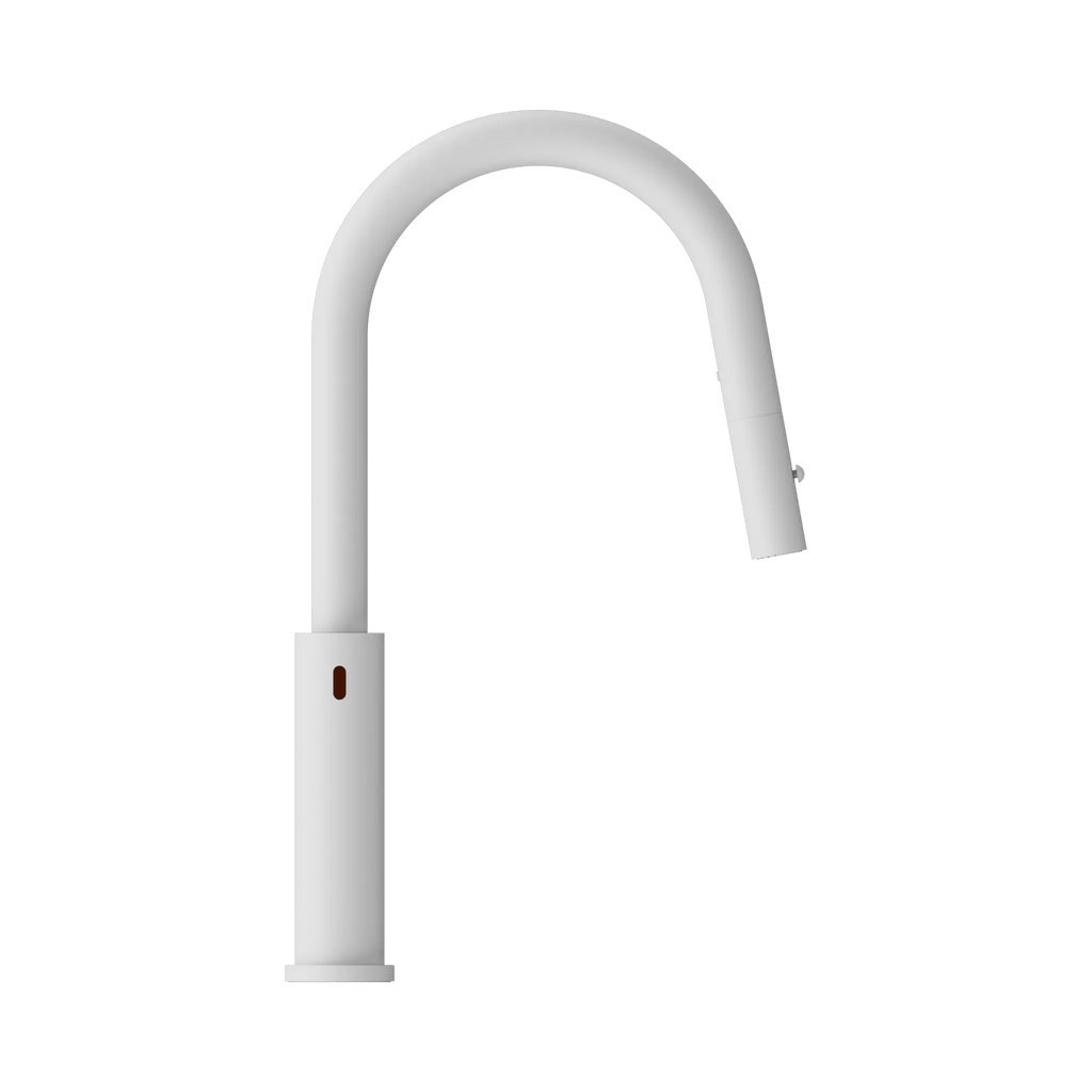 Nero Mecca Smart Sensor Pull Out Kitchen Mixer - Matte White