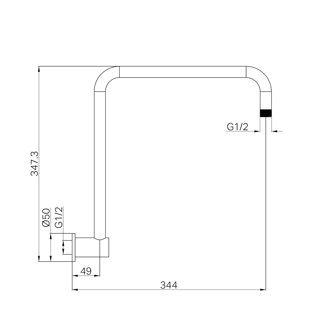 Nero Round Swivel Shower Arm - Brushed Gold