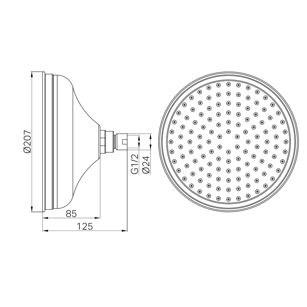 Nero York 200mm Shower Head - Matte Black