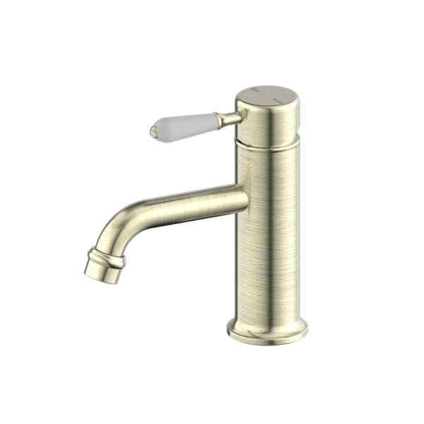 Nero York Straight Basin Mixer - Aged Brass