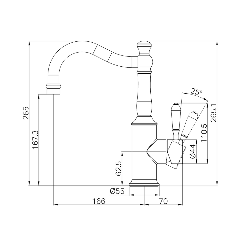 Nero York Basin Mixer Hook Spout - Matte Black