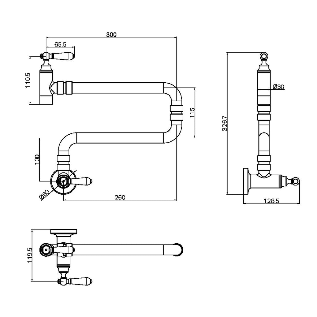 Nero York Wall Mounted Pot Filler - Brushed Nickel