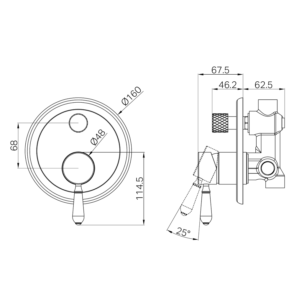 Nero York Shower Mixer With Diverter - Matte Black