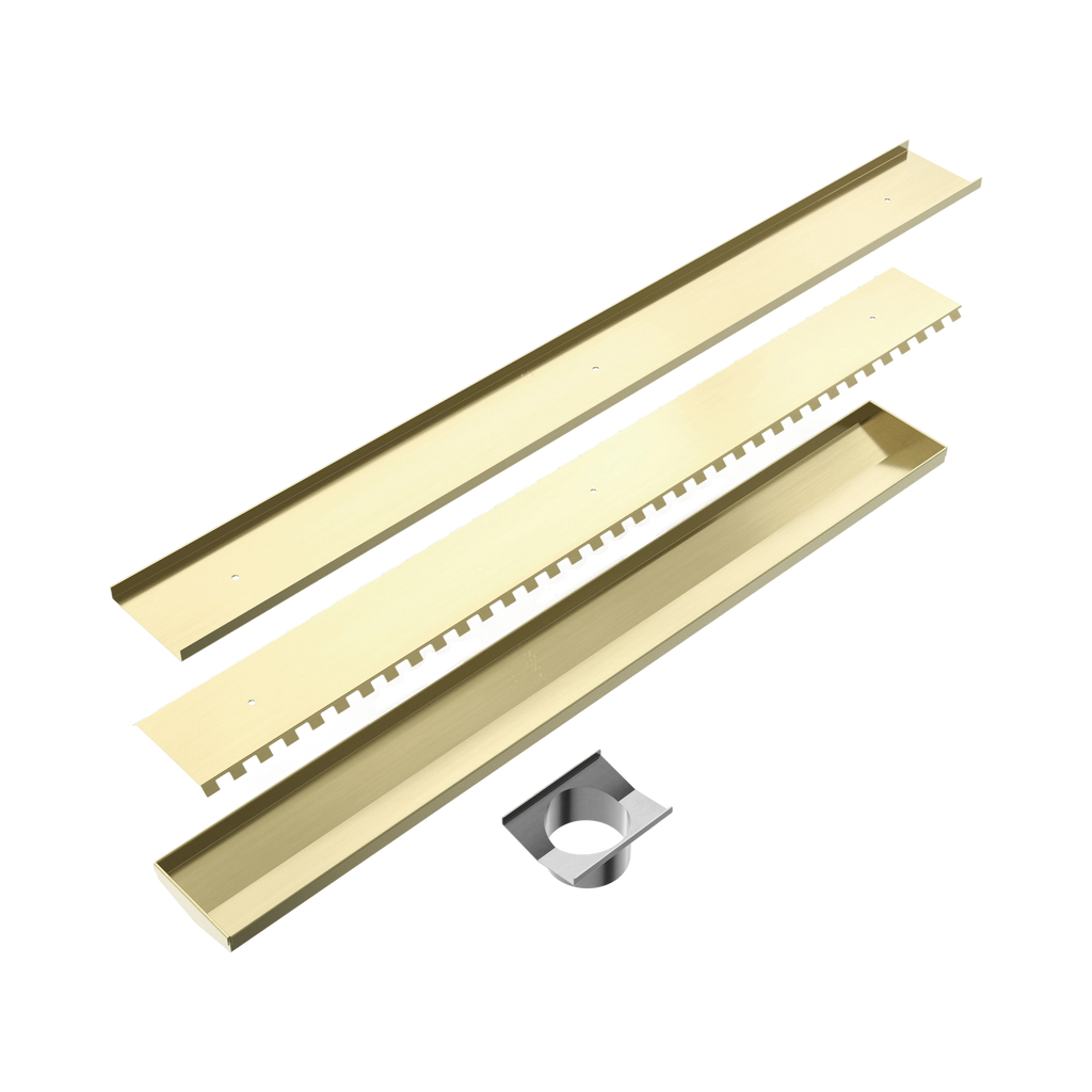Nero Tile Insert V Channel Floor Waste 89mm Outlet - Brushed Gold