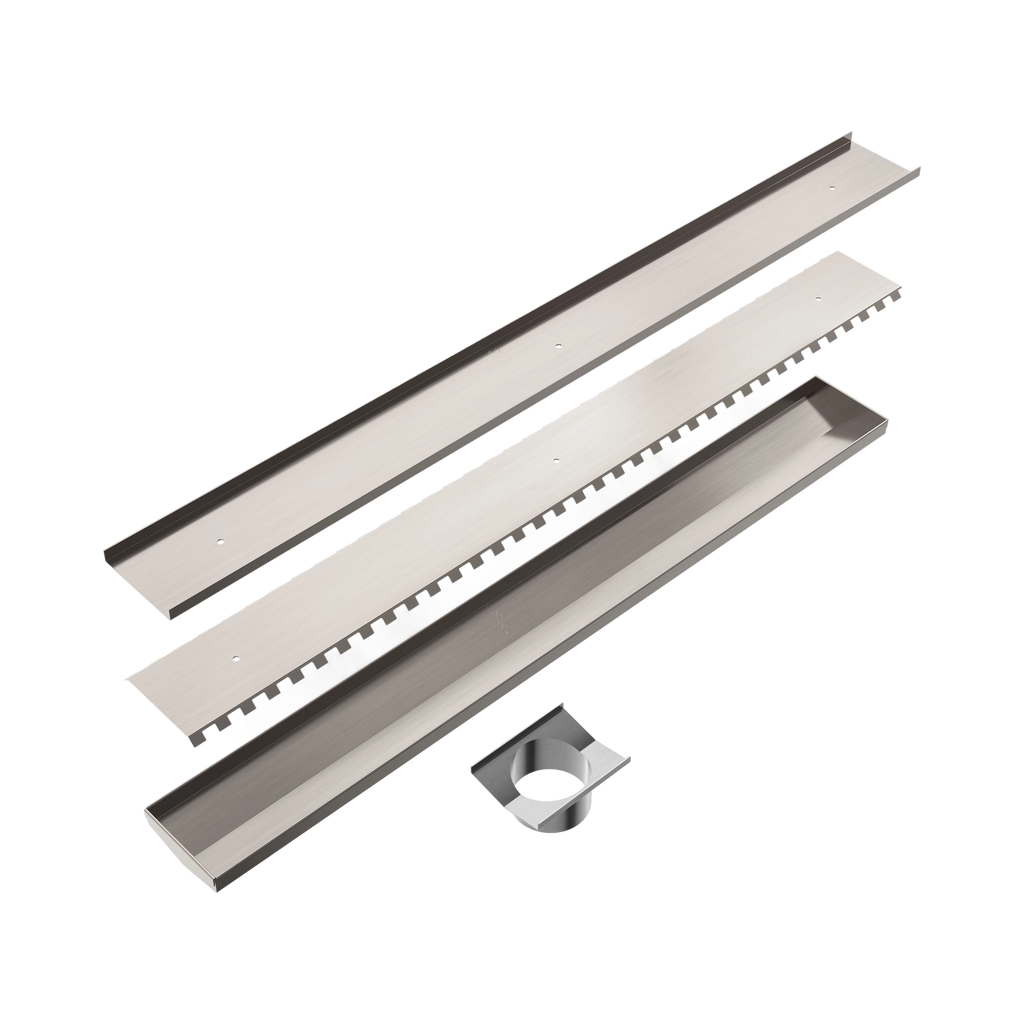 Nero Tile Insert V Channel Floor Waste 89mm Outlet - Brushed Nickel