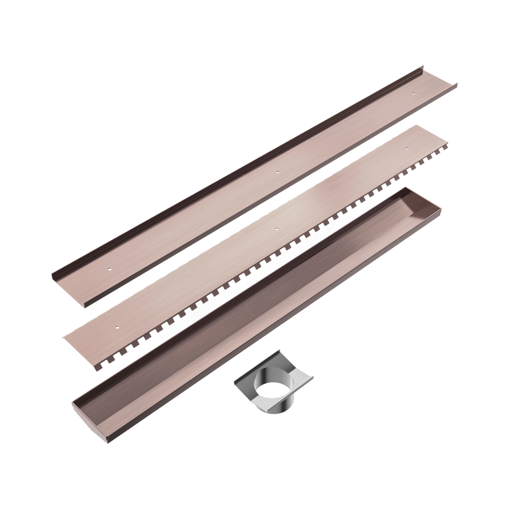 Nero Tile Insert V Channel Floor Waste 89mm Outlet - Brushed Bronze