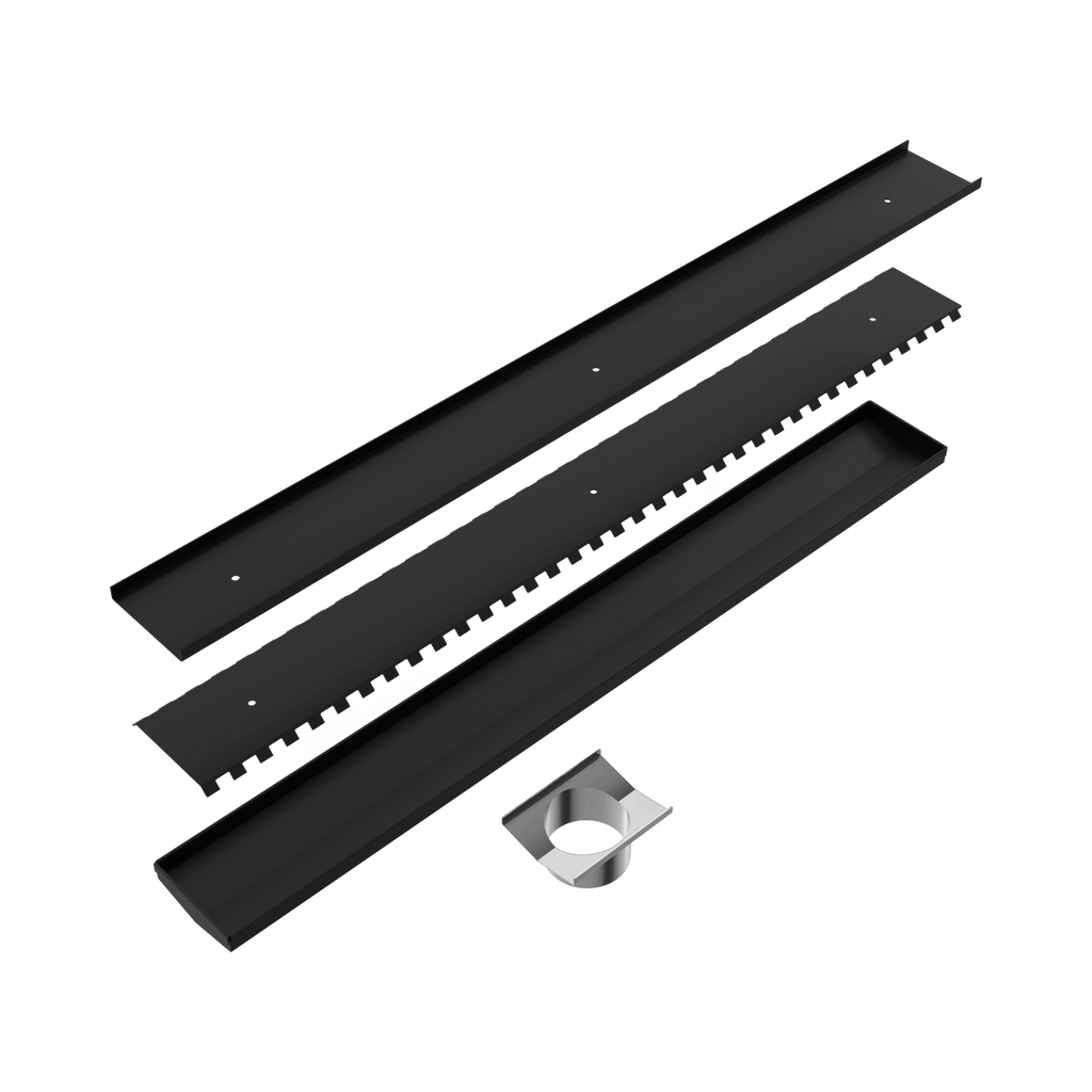 Nero Tile Insert V Channel Floor Waste 89mm Outlet - Matte Black
