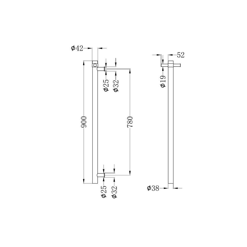 Nero Heated Vertical Towel Rail - Graphite