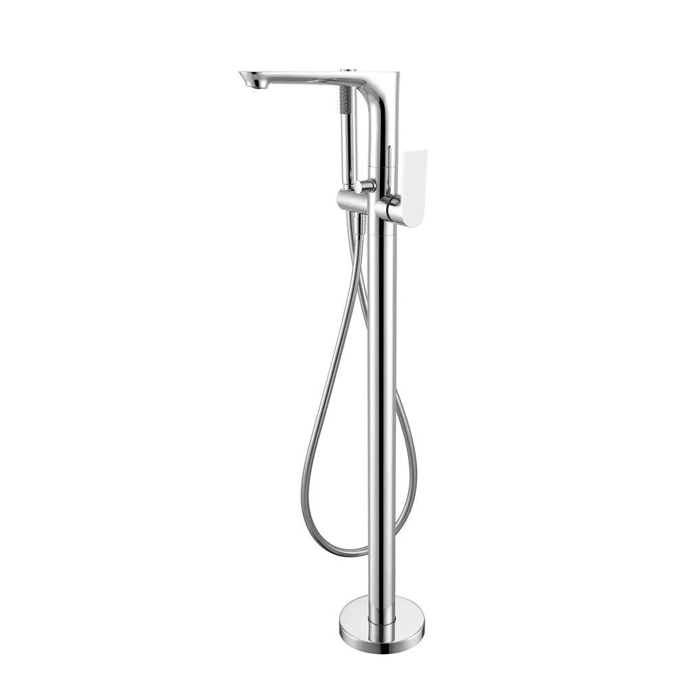 Nero Bianca Freestanding Bath Mixer with Handshower - Chrome