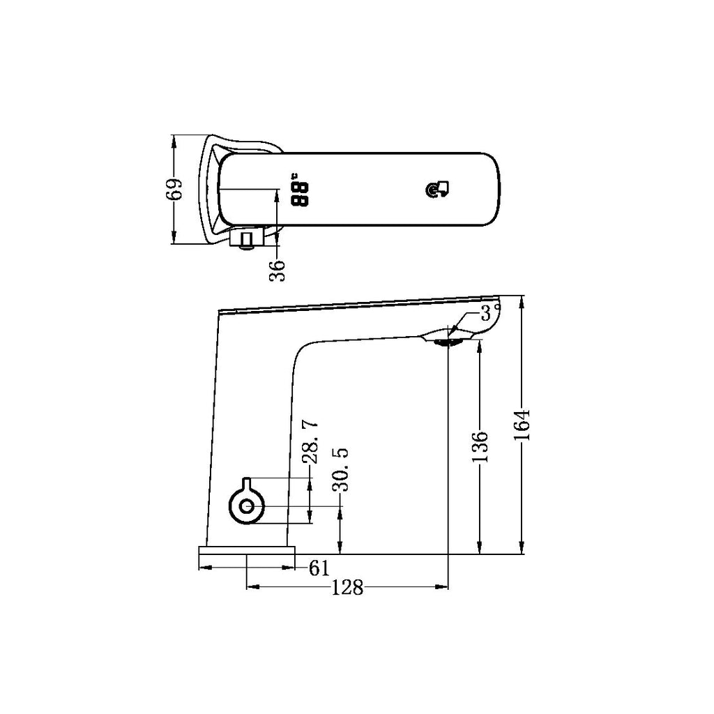 Nero Claudia Sensor Mixer with White Top Display - Matte Black