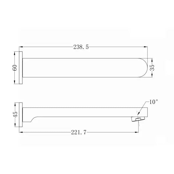 Nero Ecco Bath Spout - Chrome