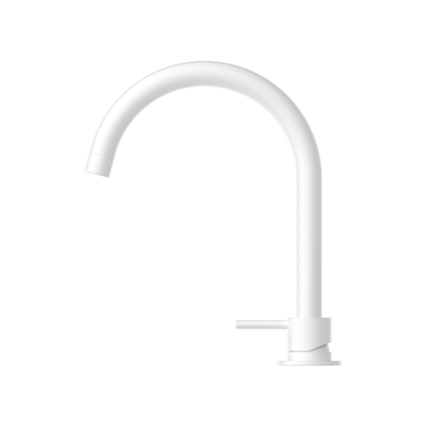 Nero Mecca Hob Basin Mixer with Round Swivel Spout - Matte White