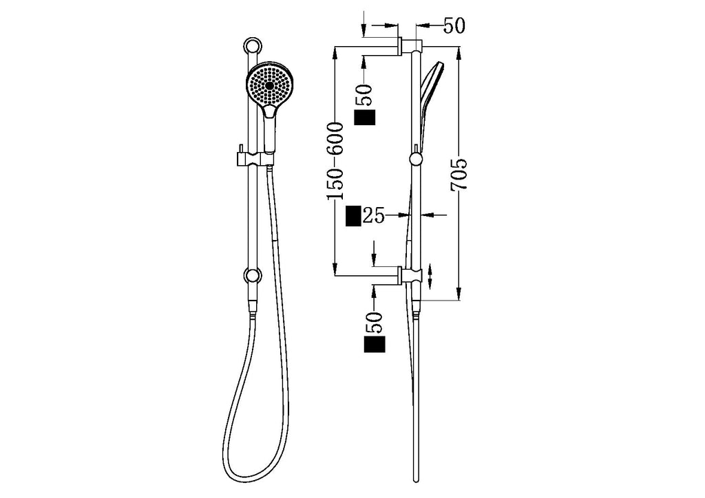 Nero Mecca Rail Shower with Air Shower II - Brushed Nickel