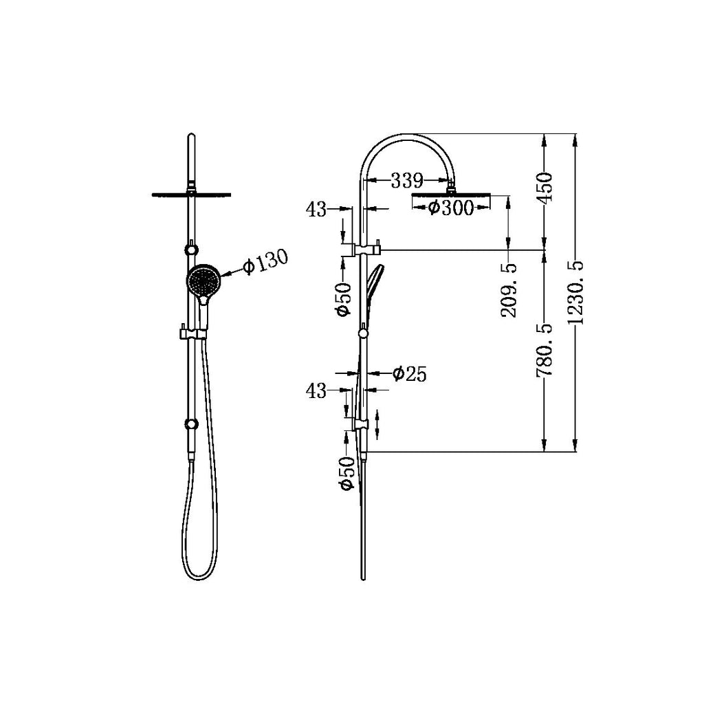 Nero Mecca Twin Shower with Air Shower II - Matte White