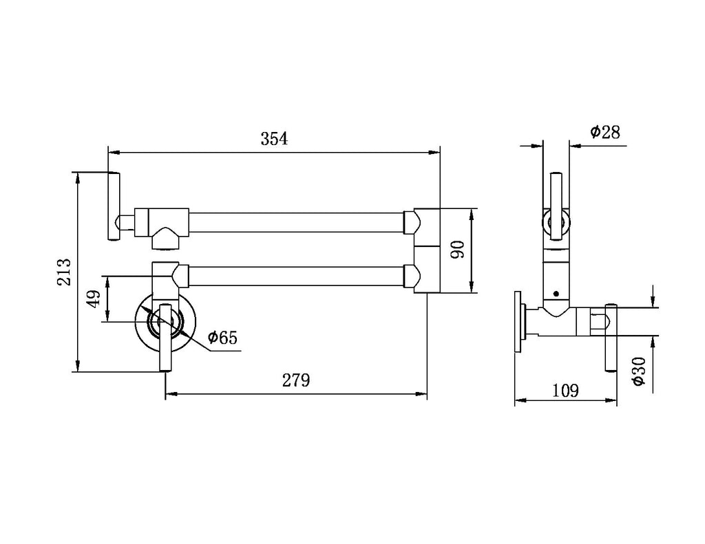 Nero ZEN 316L Stainless Steel Pot Filler - Brushed Gold