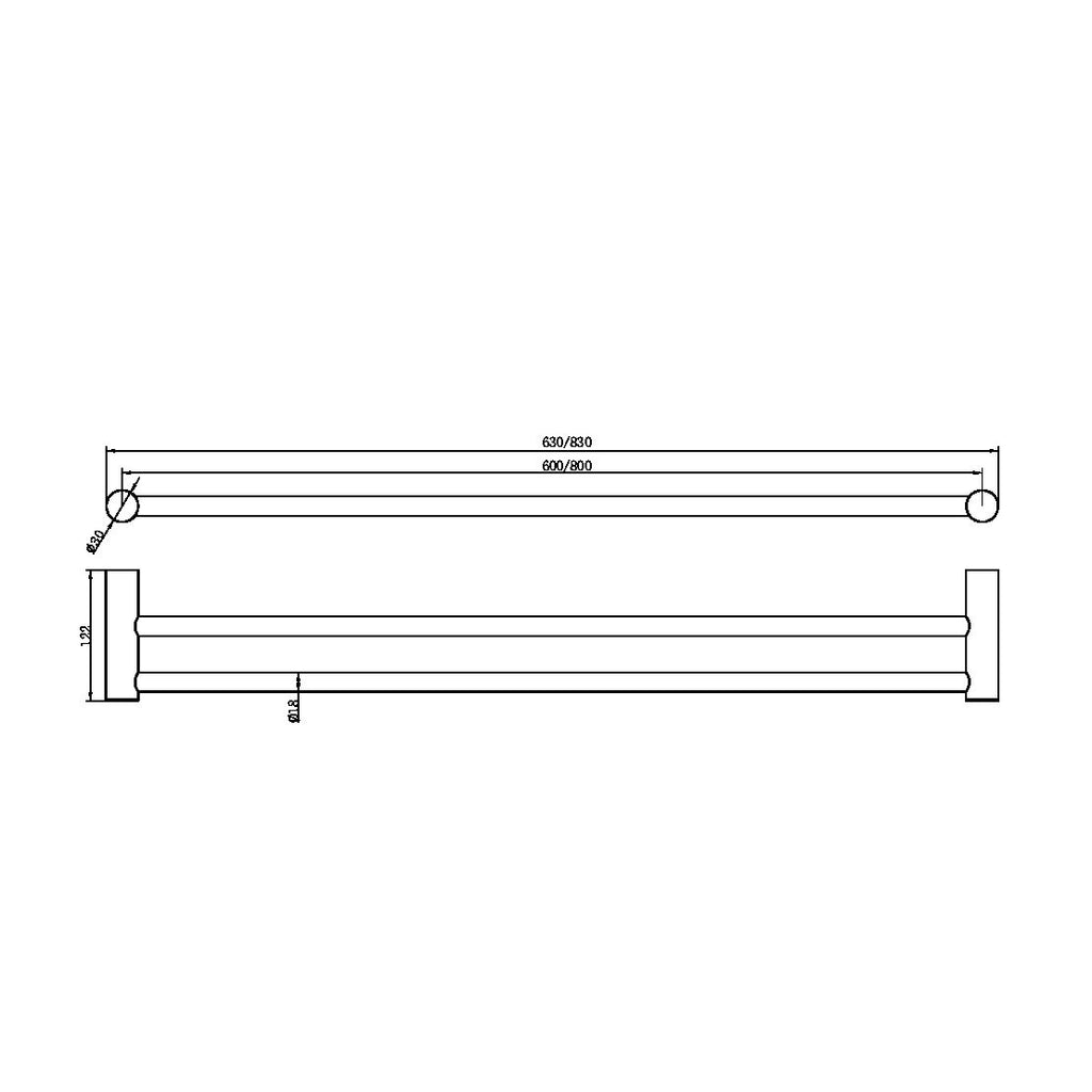 Nero ZEN SS316L Double Towel Rail - Graphite