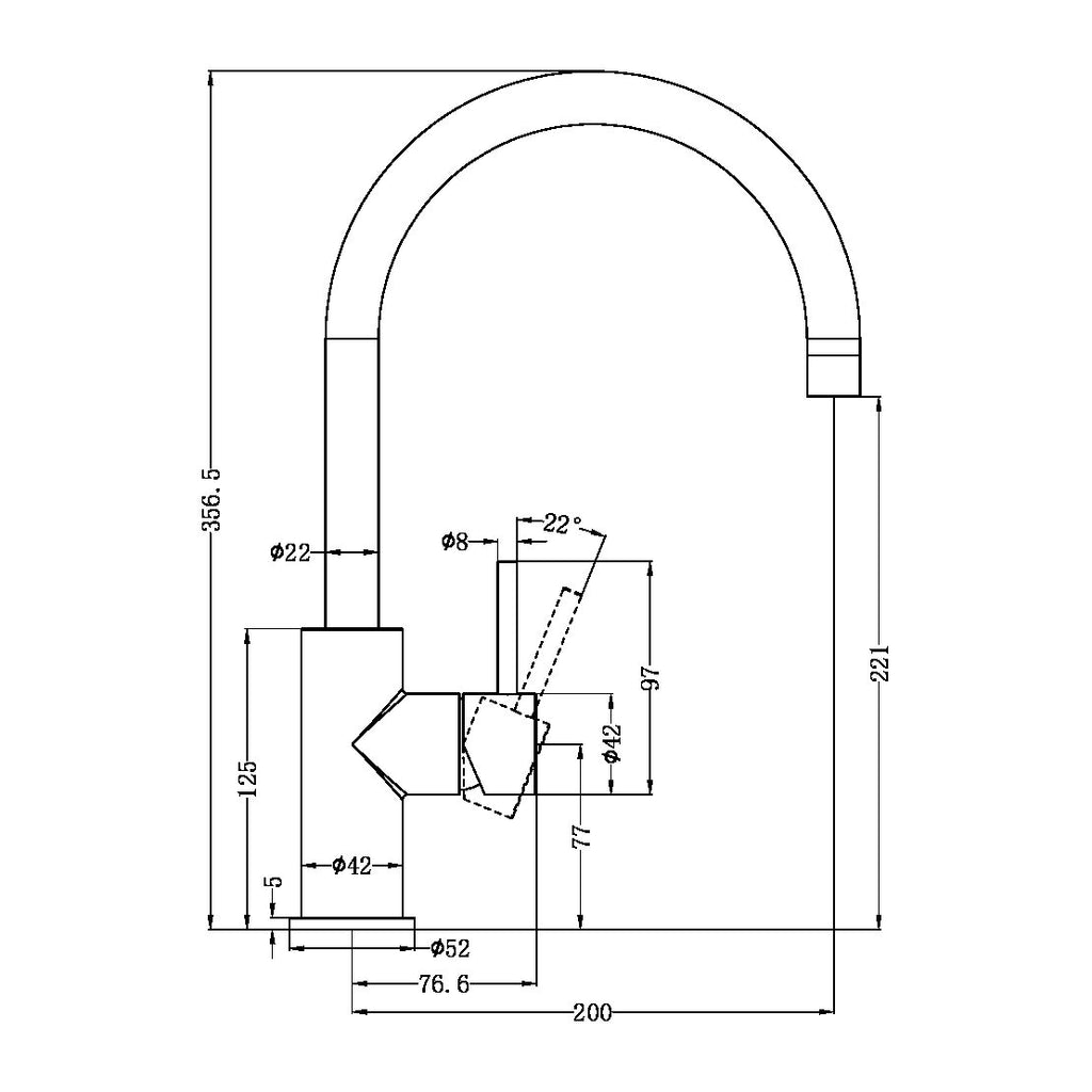 Nero ZEN SS316L Kitchen Mixer - Graphite