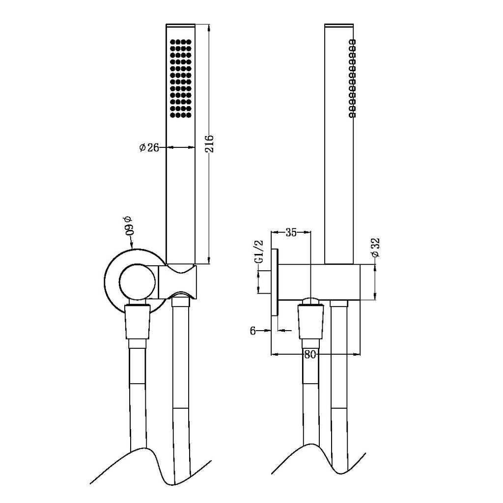 Nero ZEN SS316L Outdoor Shower on Bracket - Graphite