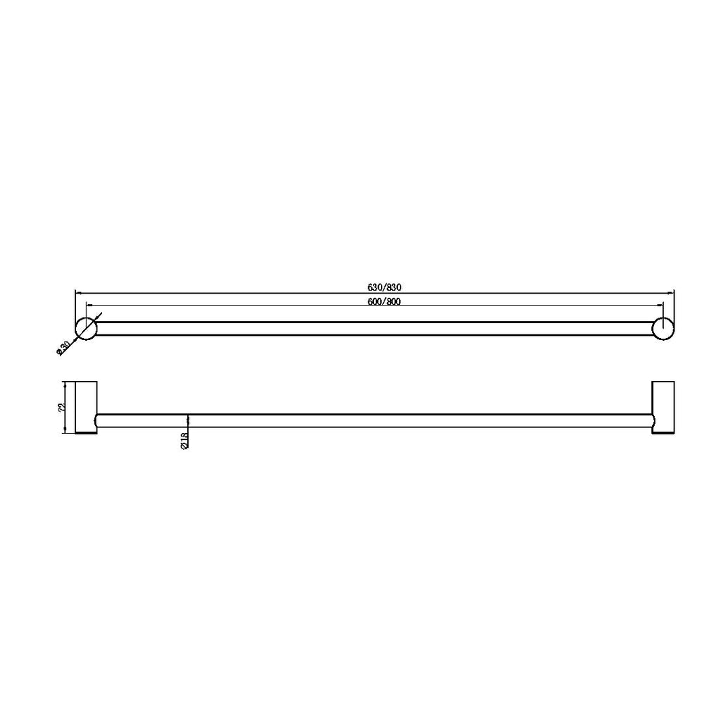 Nero ZEN SS316L Single Towel Rail - Graphite