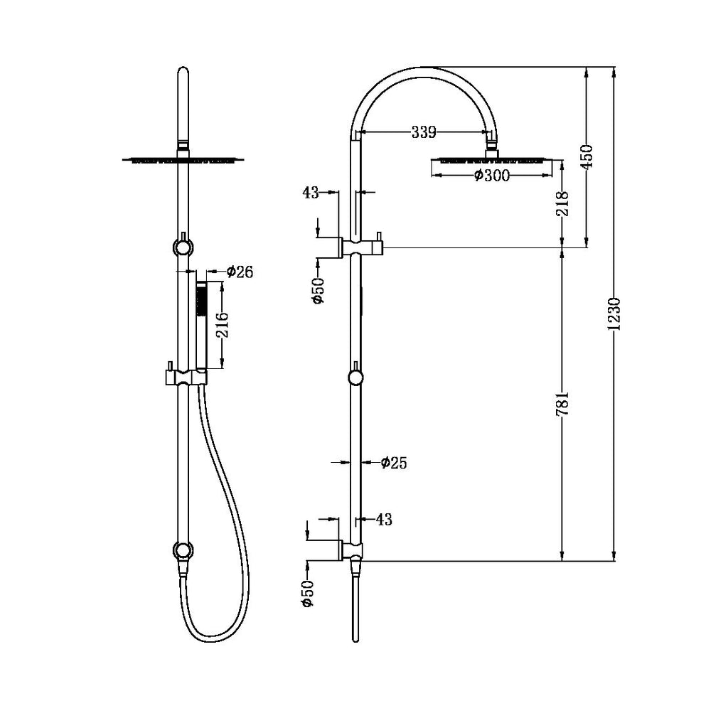 Nero ZEN SS316L Twin Outdoor Outdoor Shower - Brushed Bronze