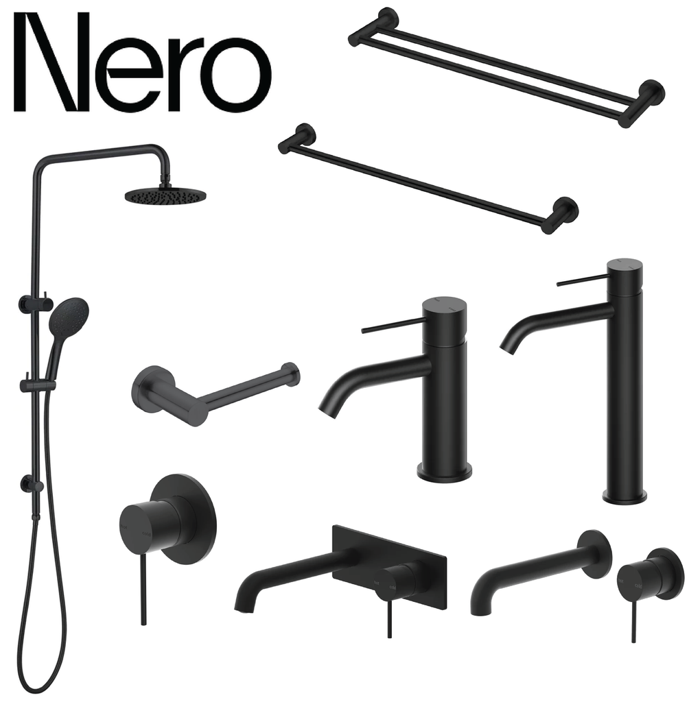 Nero Mecca Tapware Shower Mixer Package - Matte Black