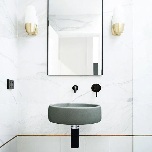 Nood Co Bowl Basin Wall Hung - Mid Tone Grey