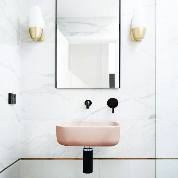 Nood Co Cube Basin Wall Hung - Blush Pink