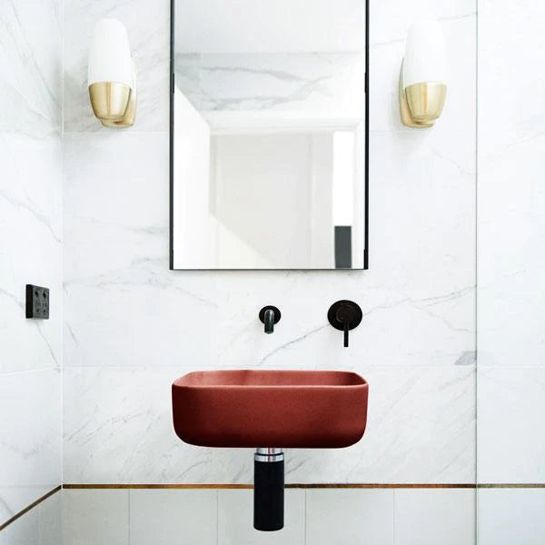 Nood Co Cube Basin Wall Hung - Clay