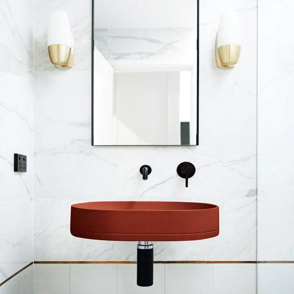 Nood Co Pill Basin Wall Hung - Clay