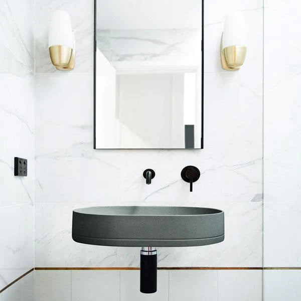 Nood Co Pill Basin Wall Hung - Mid Tone Grey