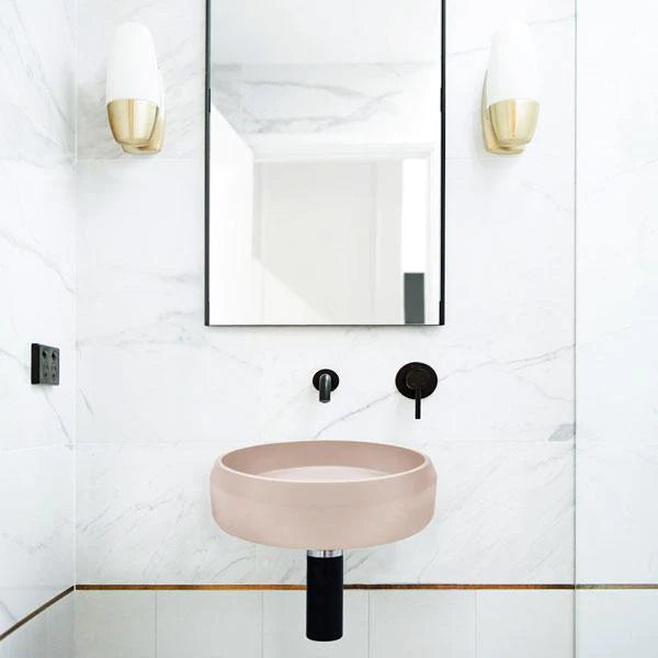 Nood Co Prism Circle Basin Wall Hung - Blush Pink