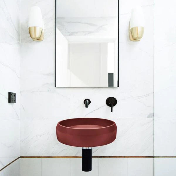Nood Co Prism Circle Basin Wall Hung - Clay