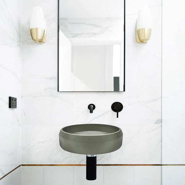 Nood Co Prism Circle Basin Wall Hung - Mid Tone Grey