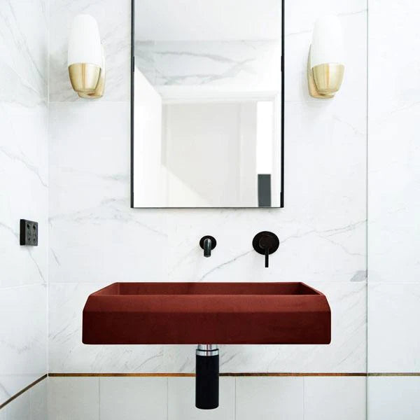 Nood Co Prism Rectangle Basin Wall Hung - Clay