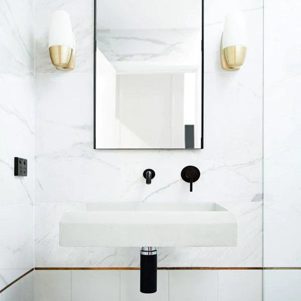 Nood Co Prism Rectangle Basin Wall Hung - Ivory